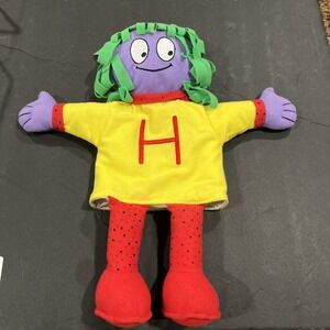 Vintage The Letter People Hand Puppet Plush Mr. H Happy Hair Abrams Learning